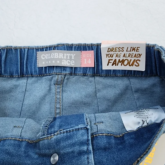 SOLD - Celebrity Ace Denim Mid-rise Mini Skirt for Girls Size 14 - Picture 3 of 6